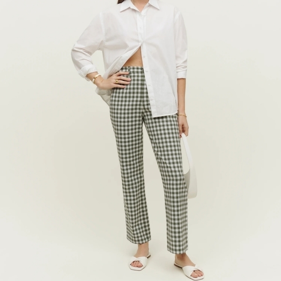 Reformation Franklin Pant in Green Check size 0 NWT - Picture 1 of 11